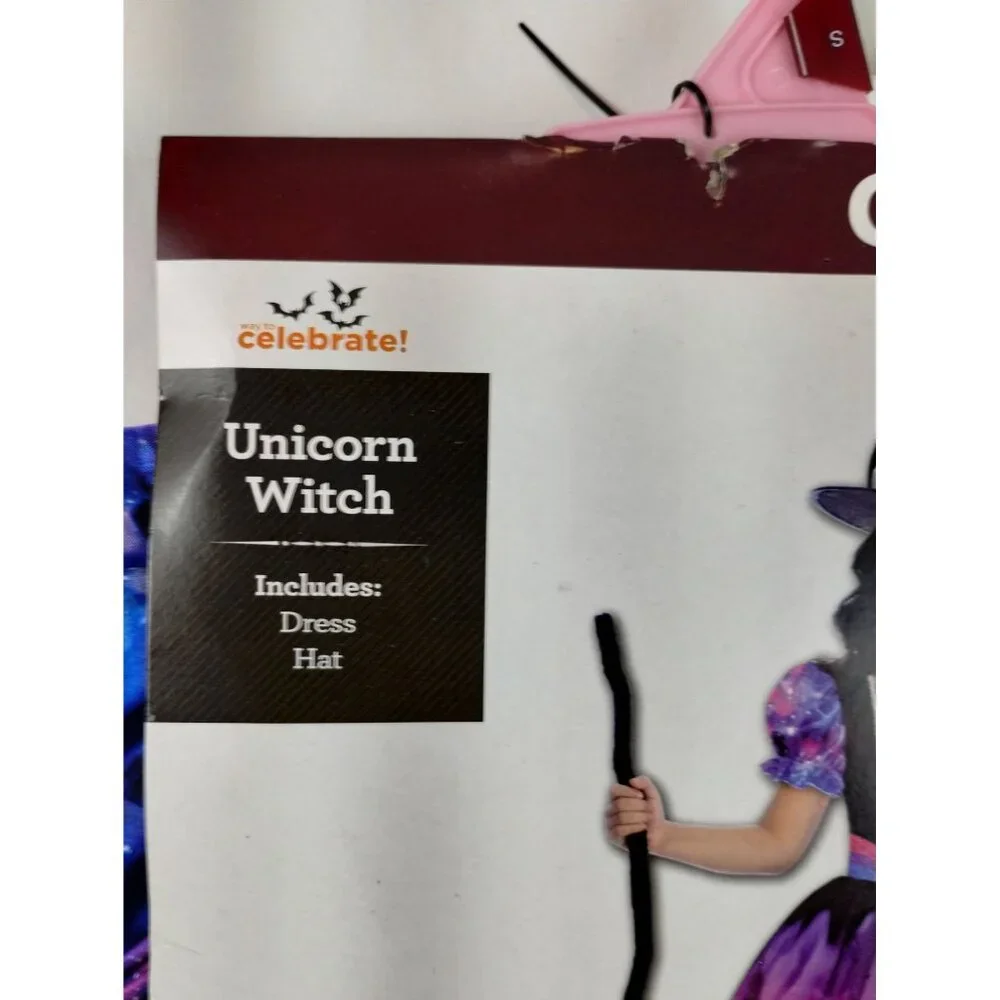 Celebrate! Girls S (6/6X) Unicorn Witch Dress and Hat Halloween Costume